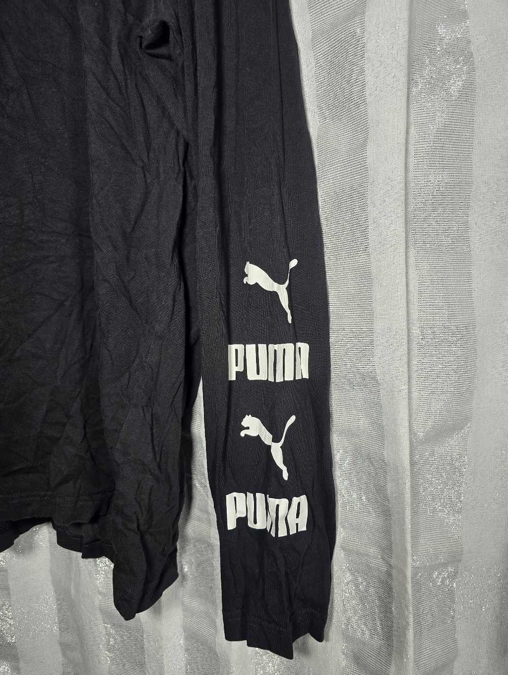 Puma Black Long Sleeve Logo Tee with Sleeve Graphics - Picture 3 of 3